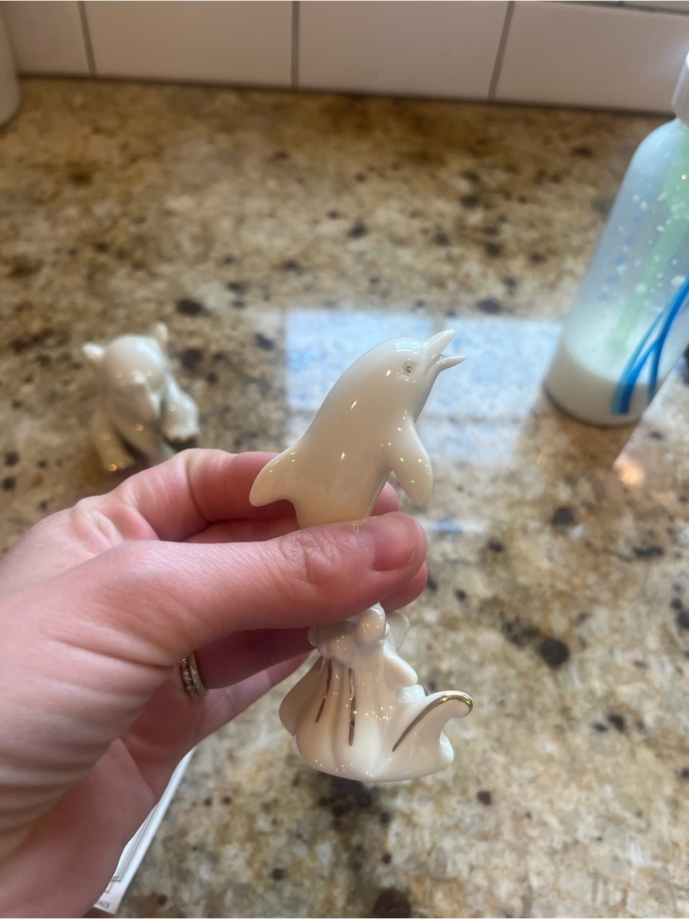 Vintage Lenox 24K Porcelain Elephant and Dolphin Figurines - Picture 4 of 15